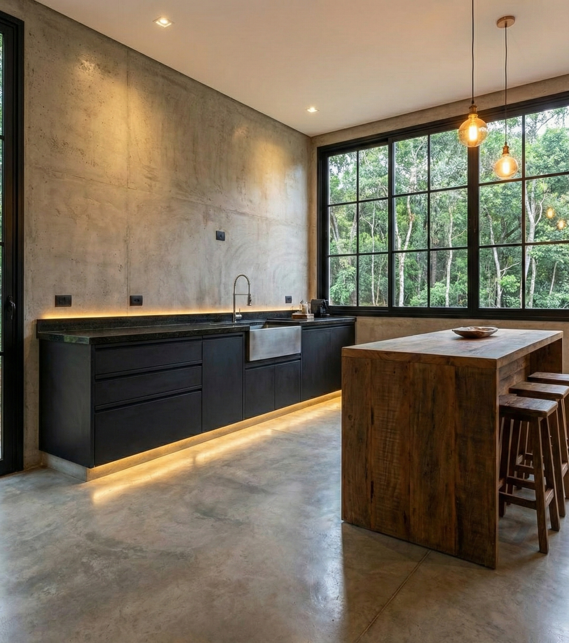 Bajo mesada cocina minimalista hierro negro