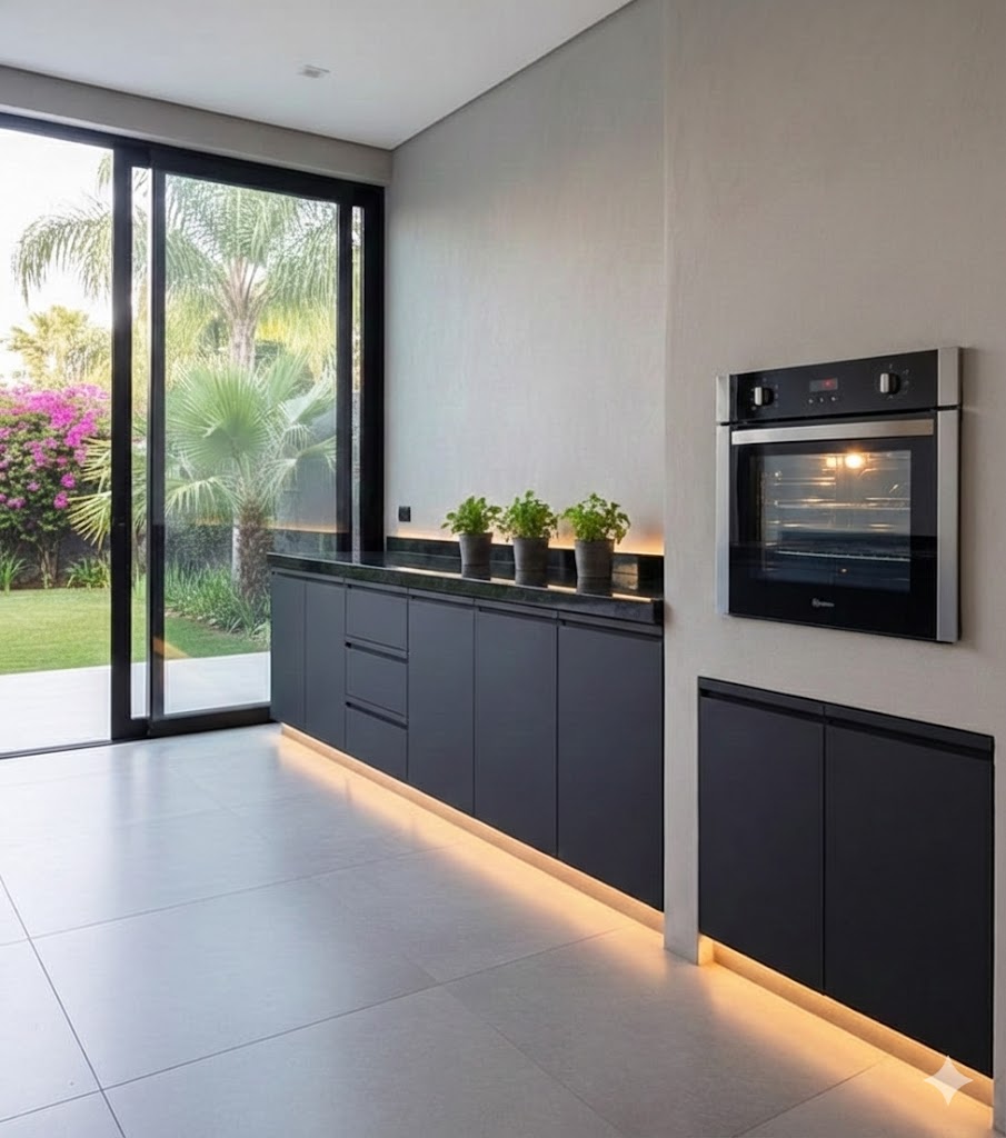 Bajo mesada cocina exterior acero negro