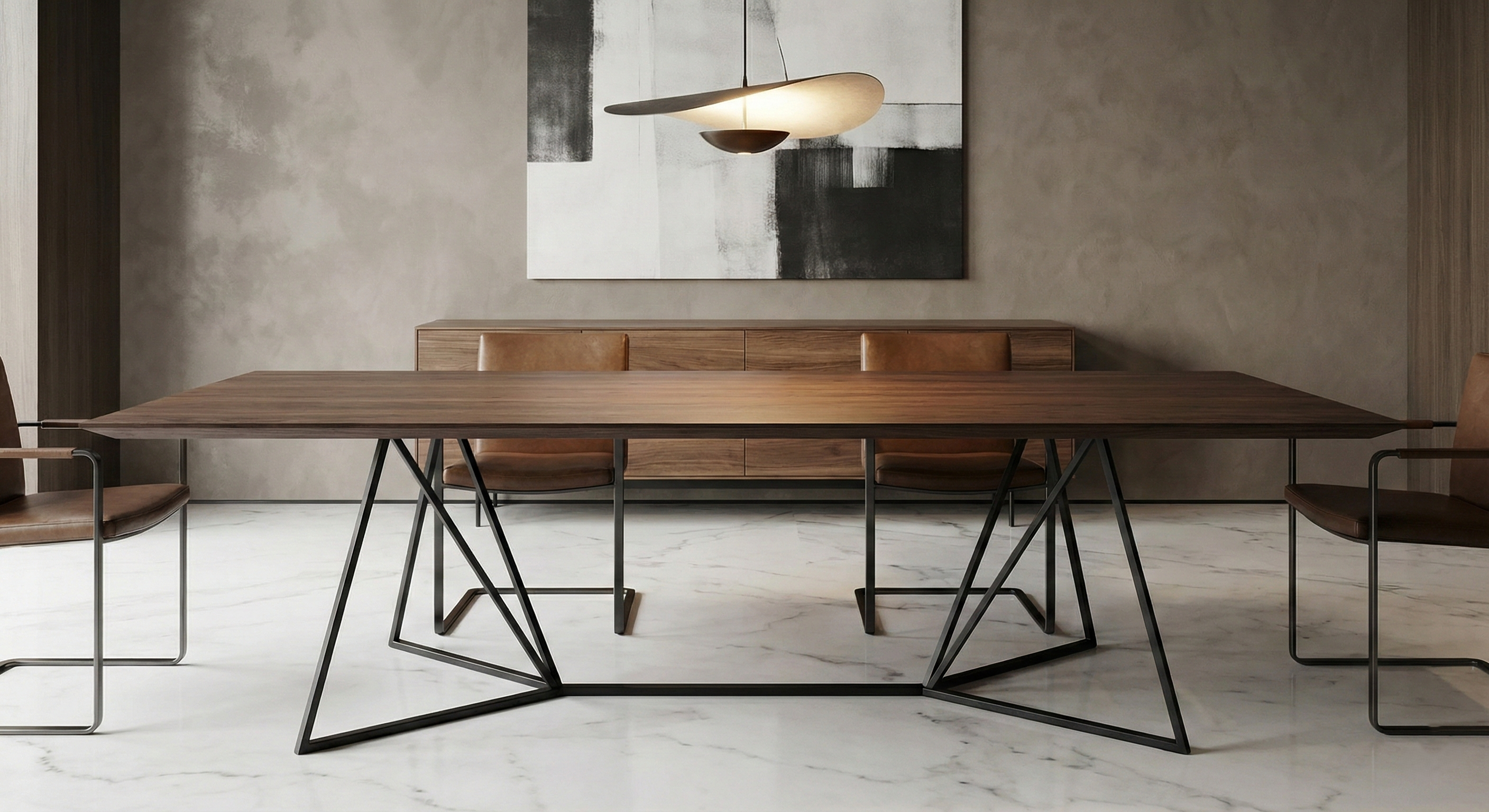 Mesa comedor patas geométricas hierro